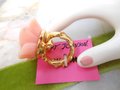 Vintage BETSEY JOHNSON Lucite Ring Plastic Rose Flower Rhinestone  Huge Chunky Resin MOD Funky Size 8 Designer Gift, VivianJoel.com