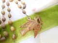 Vintage Peace Dove Bird Necklace Carved Wood Handcraft Pendant Jewelry Folk Art Boho Hippie Kitsch Gift Mid Century, VivianJoel.com
