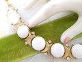 Vintage SARAH COVENTRY Chain Bracelet White Thermoset Rhinestone Gold Plate Snow Princess Mid Century Jewelry *Flaws As Is*, VivianJoel.com
