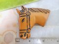 Vintage Horse Head Brooch Equestrian Pin Celluloid Old Plastic Figural Carved Bakelite ERA Mid Century Jewelry, VivianJoel.com