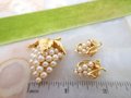 Vintage Crown TRIFARI Brooch Earrings Set Faux Pearl Grape Pin Gold Plate Classic Designer Demi Parure Jewelry Mid Century, VivianJoel.com