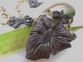 Vintage Carved Wood Necklace Huge Flower Pendant Bow Link Hand Made Artisan Folk Art Jewelry Gift Mid Century, VivianJoel.com