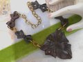 Vintage Carved Wood Necklace Huge Flower Pendant Bow Link Hand Made Artisan Folk Art Jewelry Gift Mid Century, VivianJoel.com