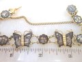 Vintage Damascene Bracelet Link Butterfly K24 Gold Overlay Black Enamel Amita Japan Mid Century Jewelry Gift, VivianJoel.com