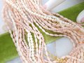 Vintage Crown TRIFARI Bead Necklace Multi Strand Pink Blush Plastic Gold Chain Faux Pearl Mid Century Designer Jewelry Gift, VivianJoel.com