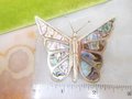 Vintage STERLING SILVER Butterfly Brooch Abalone Shell Inlay 925 Pin Mexico Artisan Designer Mid Century Jewelry Gift, VivianJoel.com