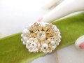 Vintage Pearl Bead Brooch Flower Cluster Pin  Ornate Classic Regency Revival JAPAN Jewelry Gift Mid Century, VivianJoel.com