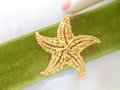 Vintage CORO Starfish Pin Gold Plate Figural Brooch Beach Tiki Tropical Designer Mid Century Jewelry Gift, VivianJoel.com