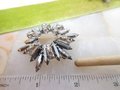 Vintage JULIANA Starburst Flower Brooch Earrings Set Hematite Pin Rhinestone Crystal Designer Verified Mid Century Jewelry, VivianJoel.com