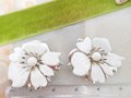 Vintage Lot 2 SARAH COVENTRY Flower Booch White Enamel Pin Summer Magic Mid Century Jewelry *FLAWED As Is*, VivianJoel.com