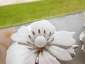 Vintage Lot 2 SARAH COVENTRY Flower Booch White Enamel Pin Summer Magic Mid Century Jewelry *FLAWED As Is*, VivianJoel.com