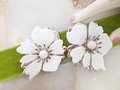Vintage Lot 2 SARAH COVENTRY Flower Booch White Enamel Pin Summer Magic Mid Century Jewelry *FLAWED As Is*, VivianJoel.com