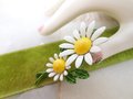 Vintage White Daisy Brooch Flower Enamel Pin Retro Kitsch 1970s Summer Mid Century Jewelry Gift, VivianJoel.com