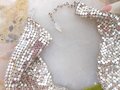 Vintage WHITING DAVIS Mesh Necklace Scarf Bib Silvertone Iconic Liquid Metal Designer Mid Century Jewelry Gift,  VivianJoel.com