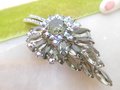 Vintage JULIANA Verified Brooch Flower Leaf Large Rhinestone Gray Green Aurora BorealisDesigner Mid Century Jewelry Gift, VivianJoel.com