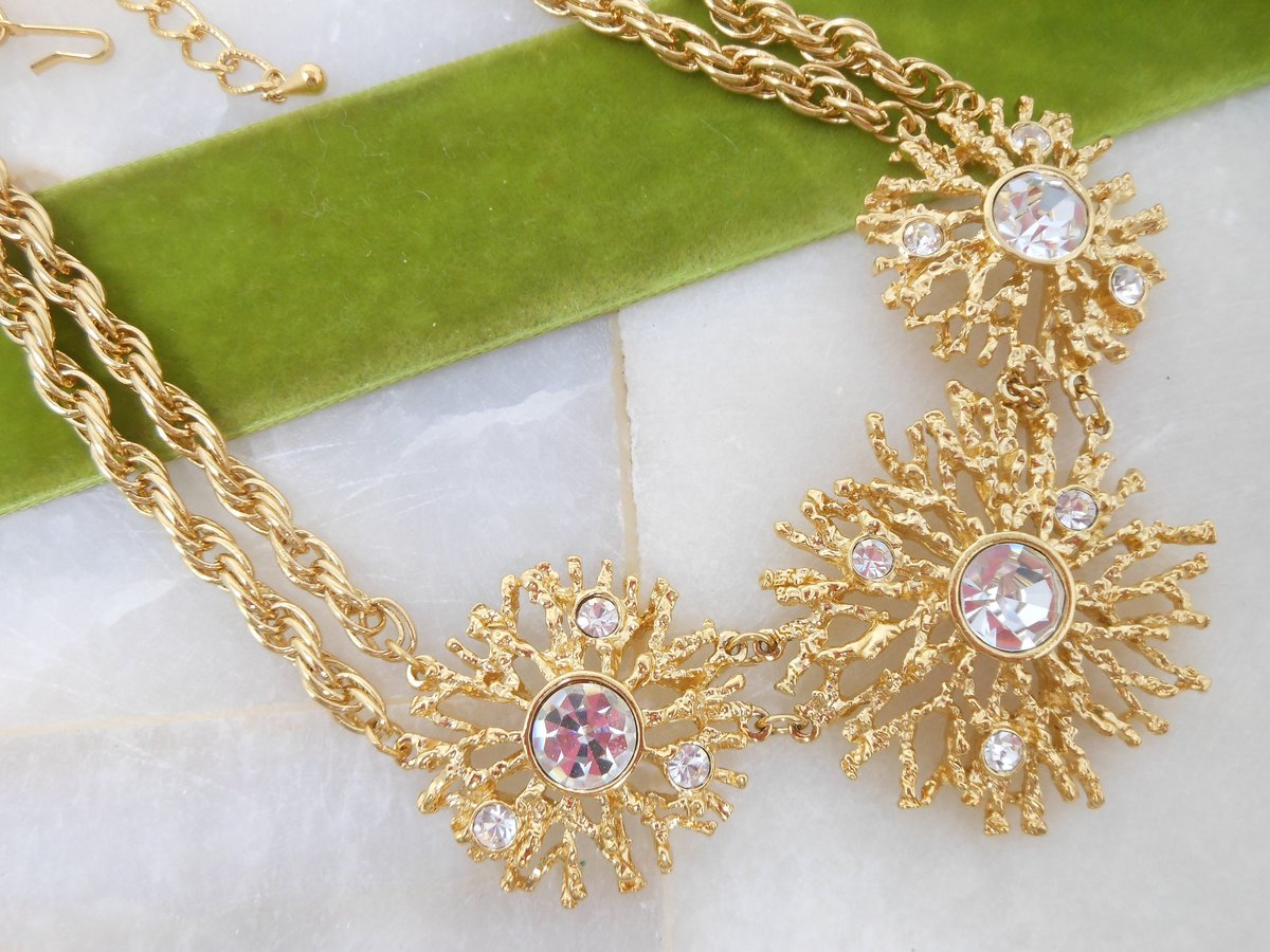 Vintage KJL KENNETH Jay LANE Designer Necklace Regal Riches Collection Statement Chunky Gold Plate Collar Avon Runway, VivianJoel.com