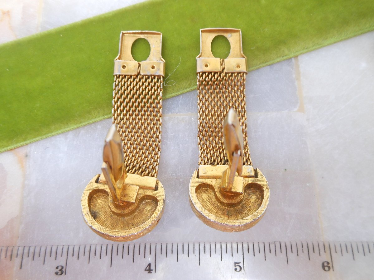 Vintage Blue Crystal Rivoli Cufflinks Gold Tone Groom Best Man Mid Century Cuff Link Jewelry Gift,  VivianJoel.com