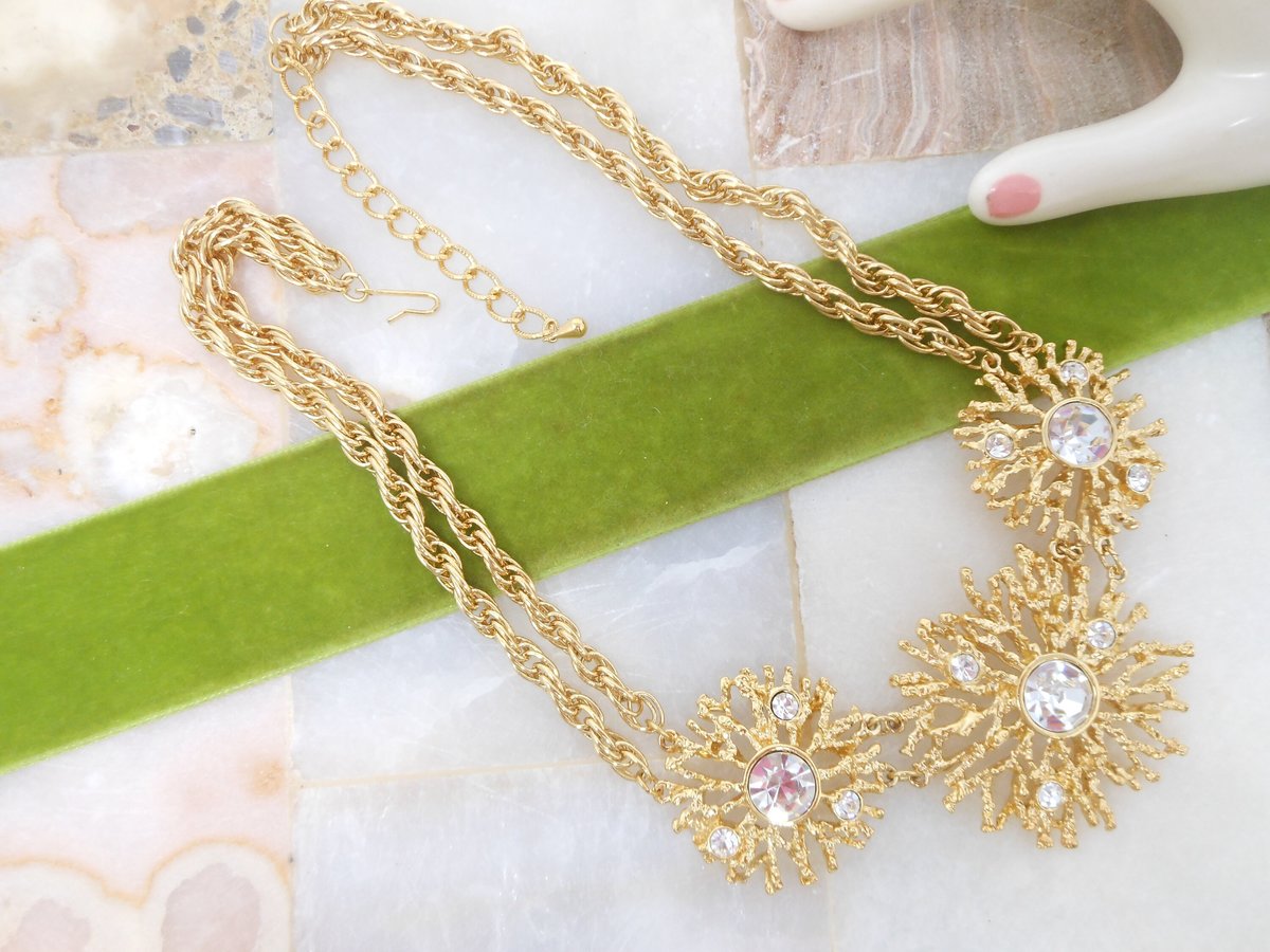 Vintage KJL KENNETH Jay LANE Designer Necklace Regal Riches Collection Statement Chunky Gold Plate Collar Avon Runway, VivianJoel.com