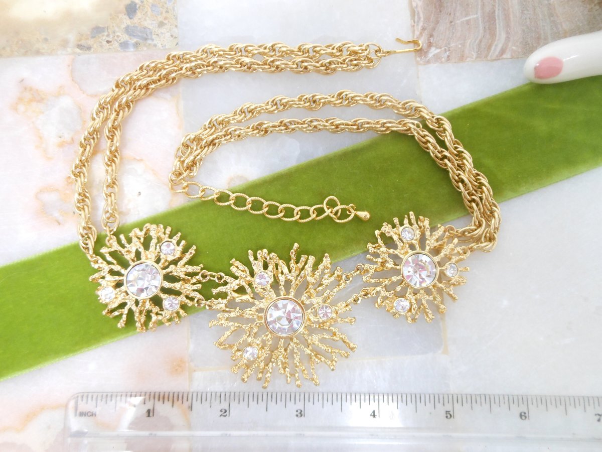 Vintage KJL KENNETH Jay LANE Designer Necklace Regal Riches Collection Statement Chunky Gold Plate Collar Avon Runway, VivianJoel.com