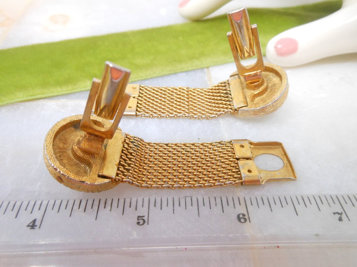 Vintage Blue Crystal Rivoli Cufflinks Gold Tone Groom Best Man Mid Century Cuff Link Jewelry Gift,  VivianJoel.com