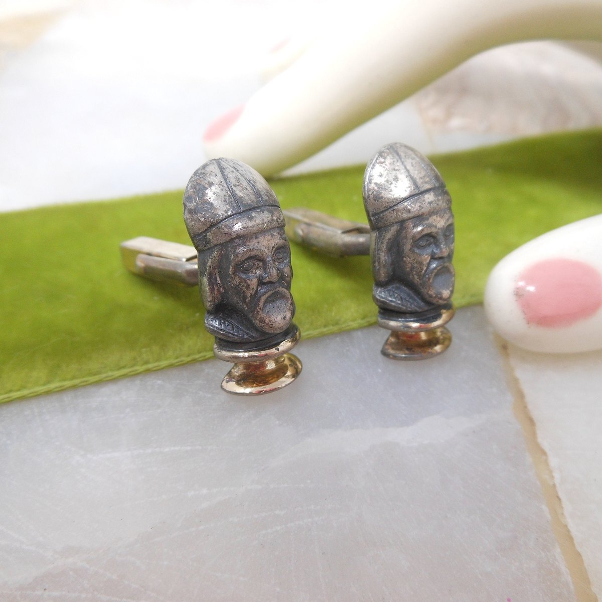 Vintage SWANK Chess Knight Figural Cufflinks Groom Best Man Mid Century Designer Cuff Links Jewelry Gift,  VivianJoel.com