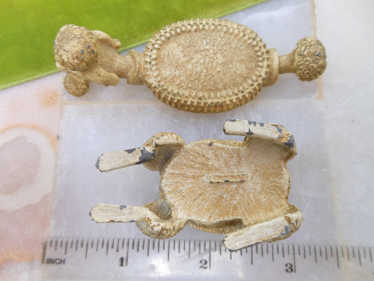 Vintage FLORENZA Designer Poodle Jewelry Ring Trinket Box Enamel Ornate Victorian Revival Mid Century, VivianJoel.com