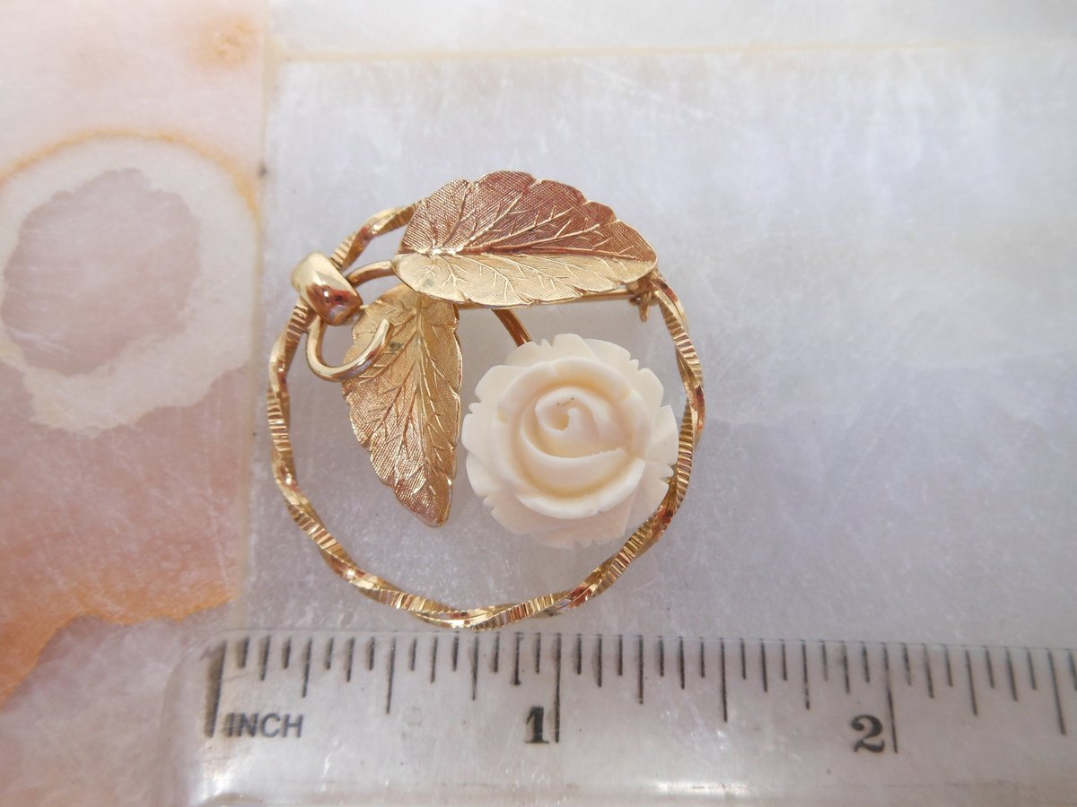 Vintage Rose Brooch Gold Fill Flower 14K GF Designer Pin ROLYN Petite Wreath Mid Century Jewelry Gift, VivianJoel.com