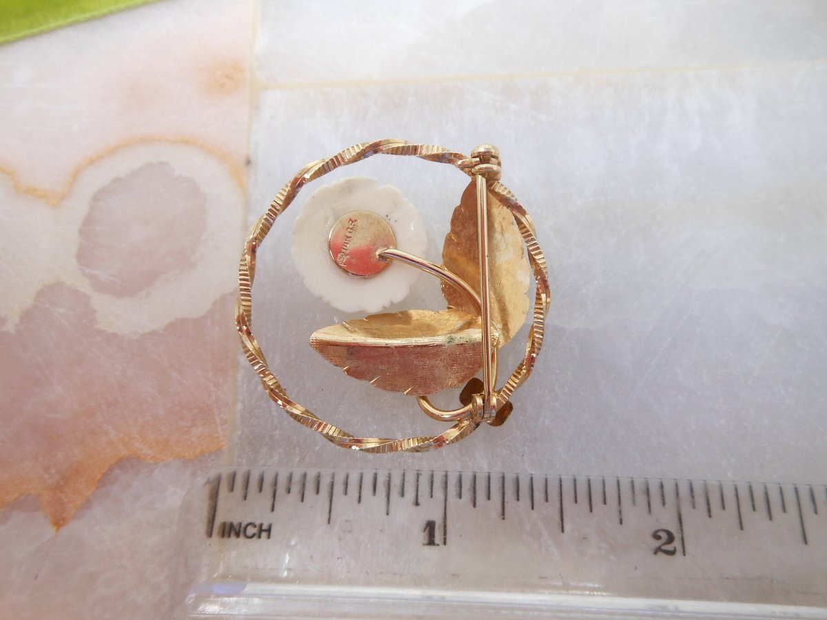 Vintage Rose Brooch Gold Fill Flower 14K GF Designer Pin ROLYN Petite Wreath Mid Century Jewelry Gift, VivianJoel.com