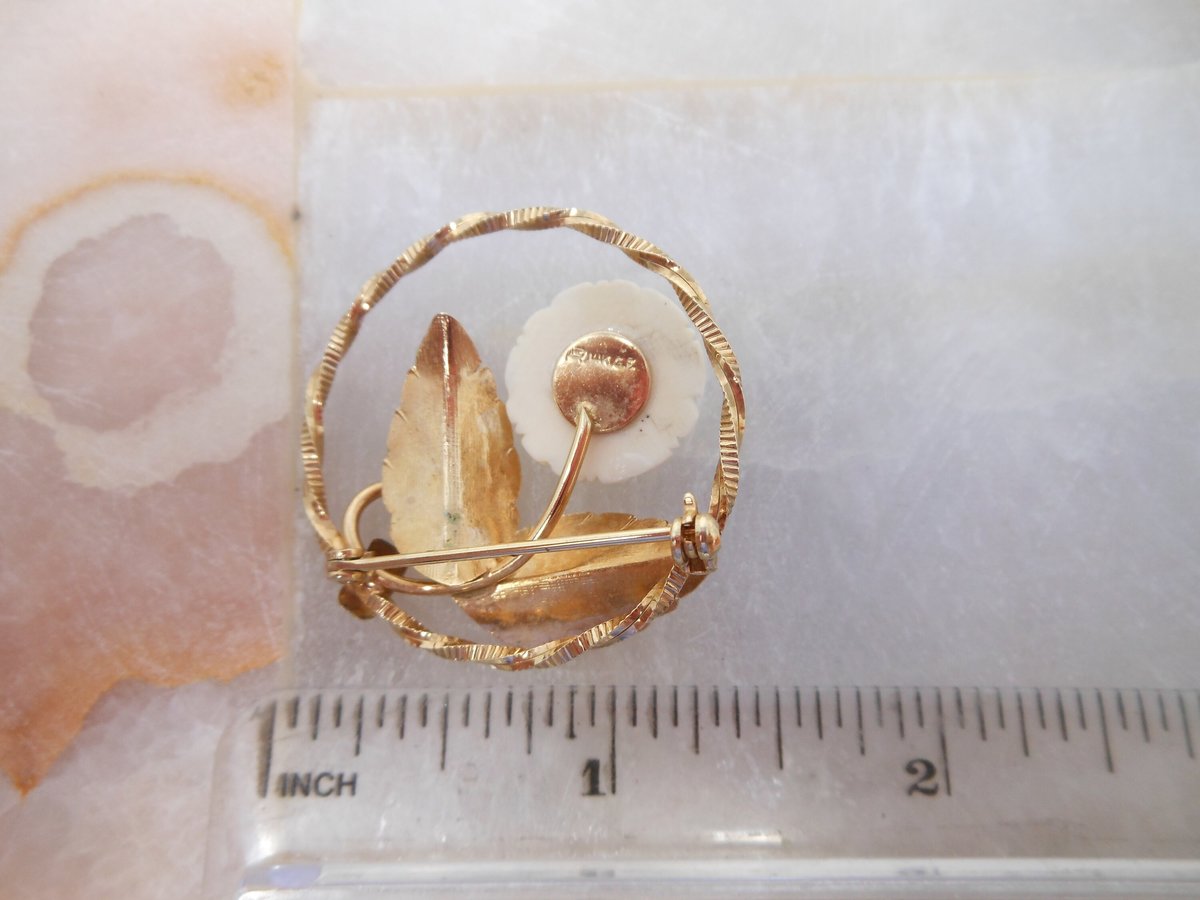 Vintage Rose Brooch Gold Fill Flower 14K GF Designer Pin ROLYN Petite Wreath Mid Century Jewelry Gift, VivianJoel.com