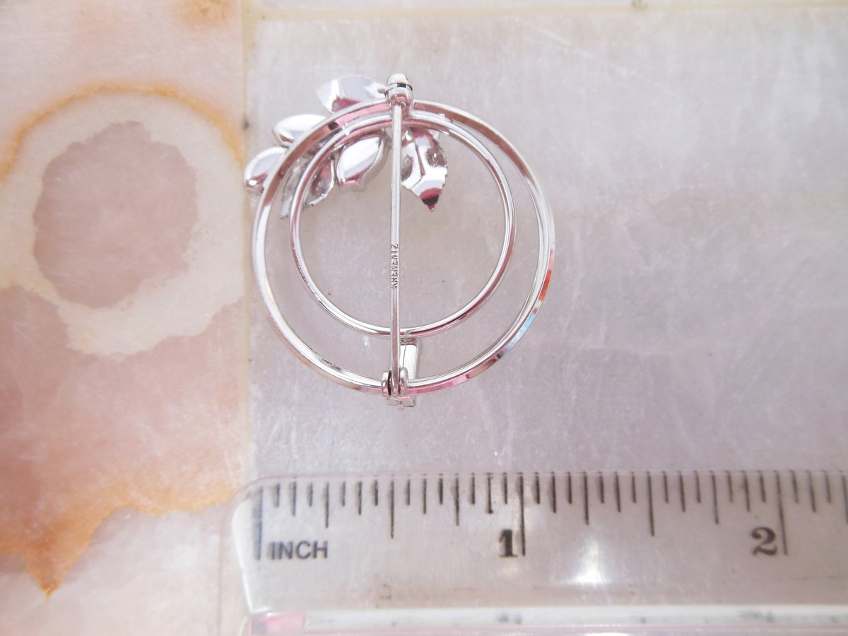 Vintage KREMENTZ Crystal Brooch Wreath Flower Rhinestone Pin Designer Petite Mid Century Jewelry Gift, VivianJoel.com