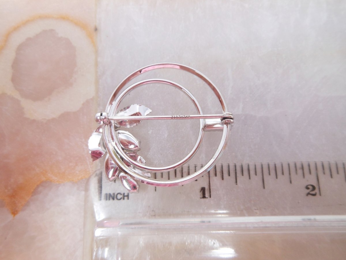 Vintage KREMENTZ Crystal Brooch Wreath Flower Rhinestone Pin Designer Petite Mid Century Jewelry Gift, VivianJoel.com