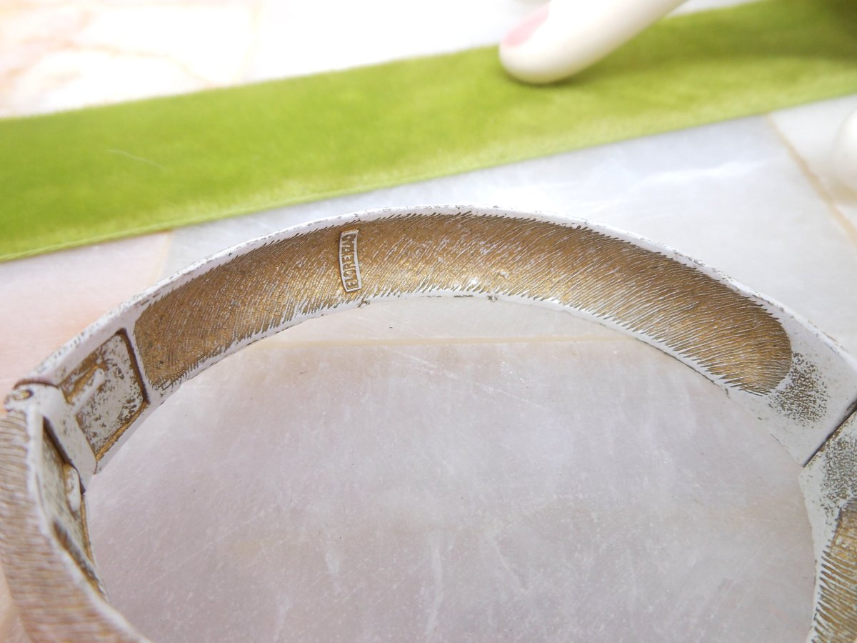 Vintage FLORENZA Ornate Rhinestone Bracelet Clamper Cuff Victorian Revival Designer Jewelry Gift Mid Century, VivianJoel.com