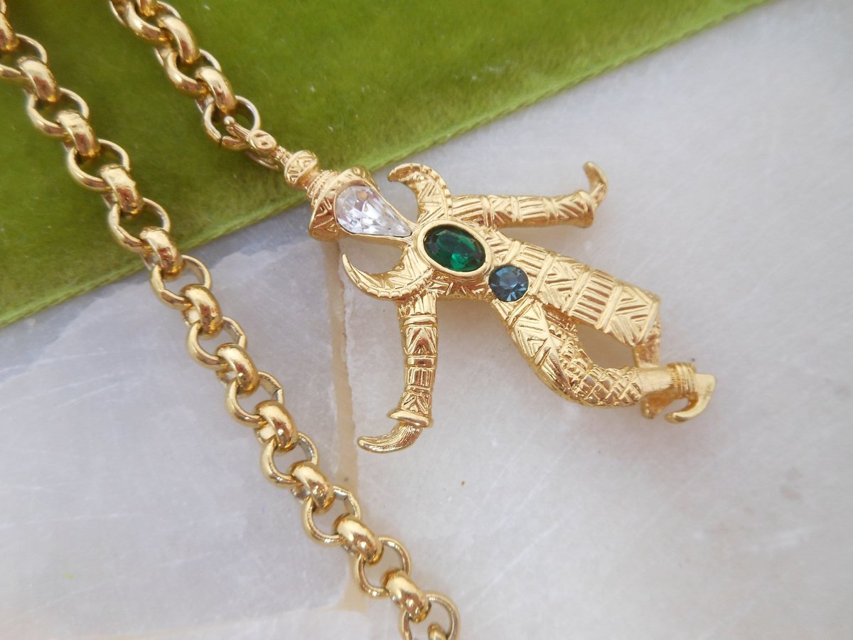 Vintage KJL KENNETH Jay LANE Pagoda Necklace Dangle Pendant Figural Asian Revival Runway Statement, VivianJoel.com