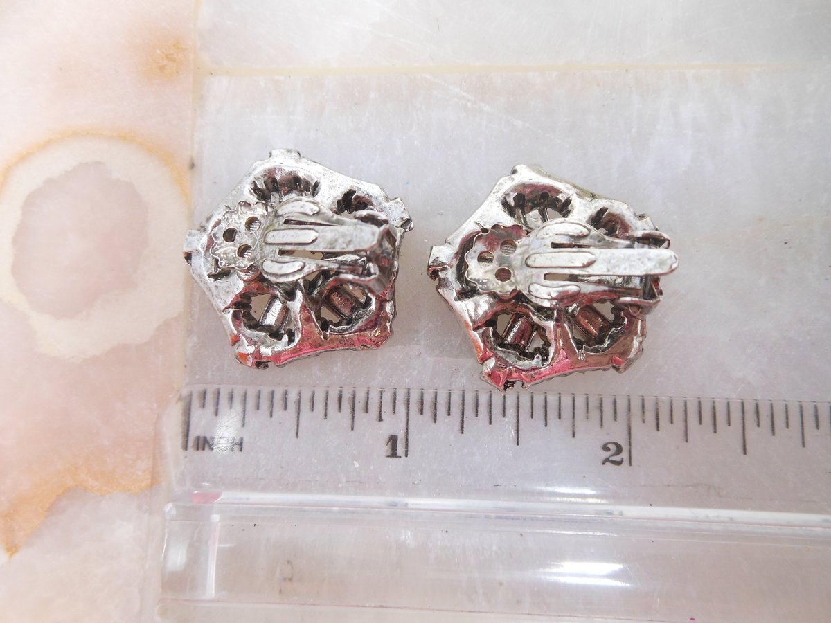 Vintage Black Crystal SET Brooch Earrings Rhinestone Spider Web Flower Pin Hematite Jewelry Goth Mourning Gift, VivianJoel.com