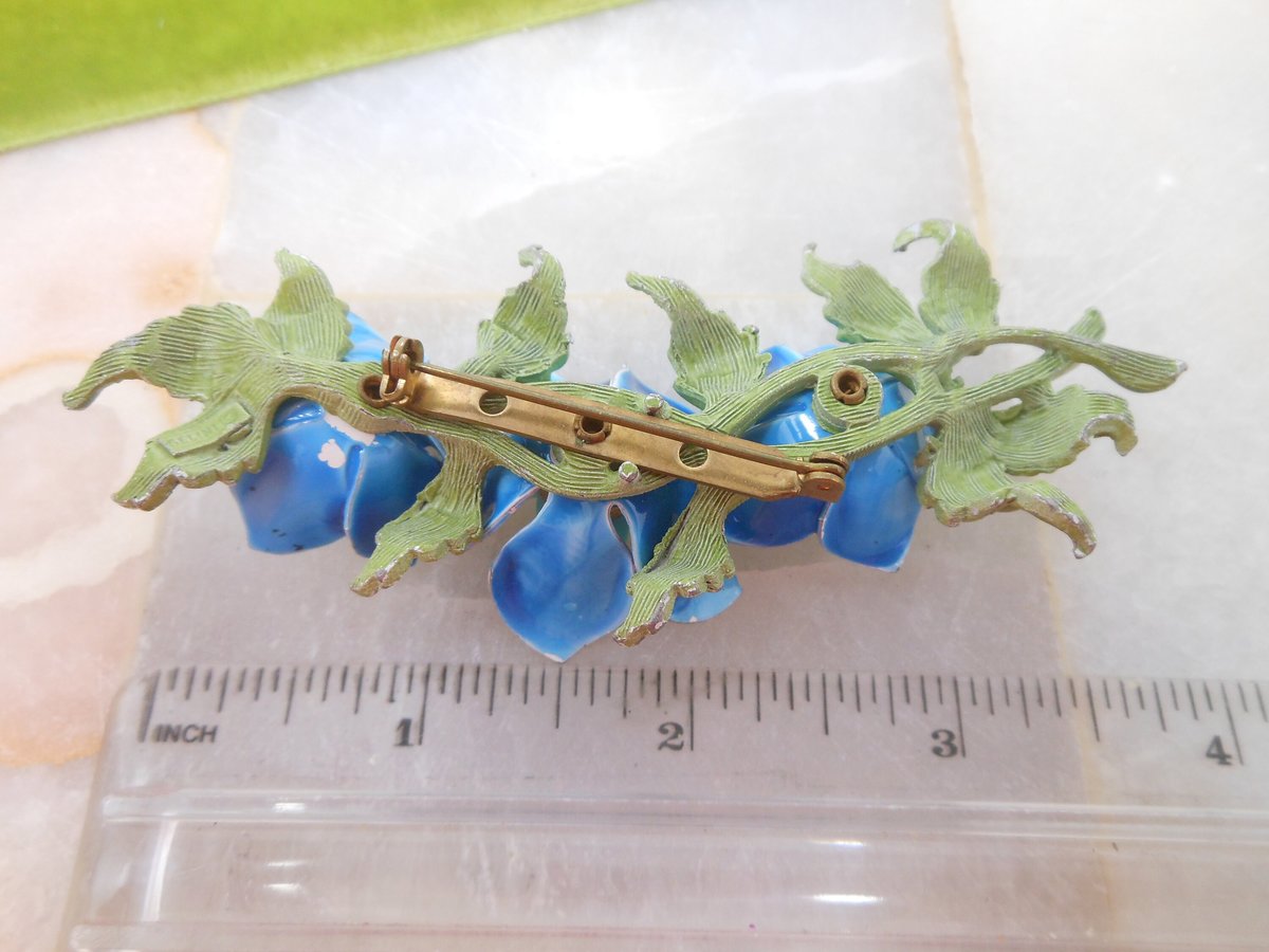 Vintage SELRO SELINI Designer Pin Brooch Blue Enamel Huge Cluster Rhinestone Designer Jewelry Mid Century, VivianJoel.com