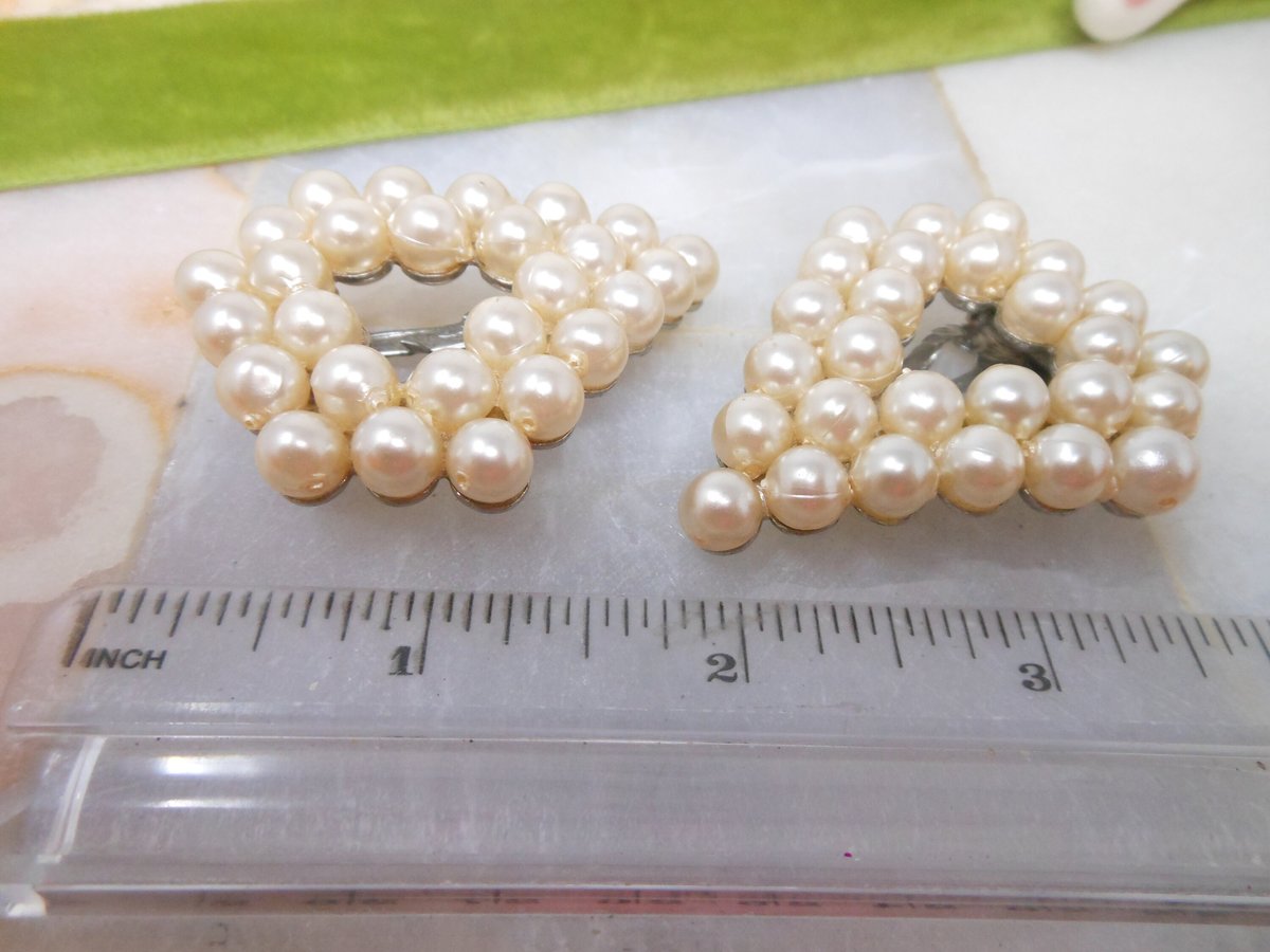 Vintage Pearl Dress Fur Clip Brooch Set Pair Glam Accent Pin Mid Century Jewelry Gift, VivianJoel.com