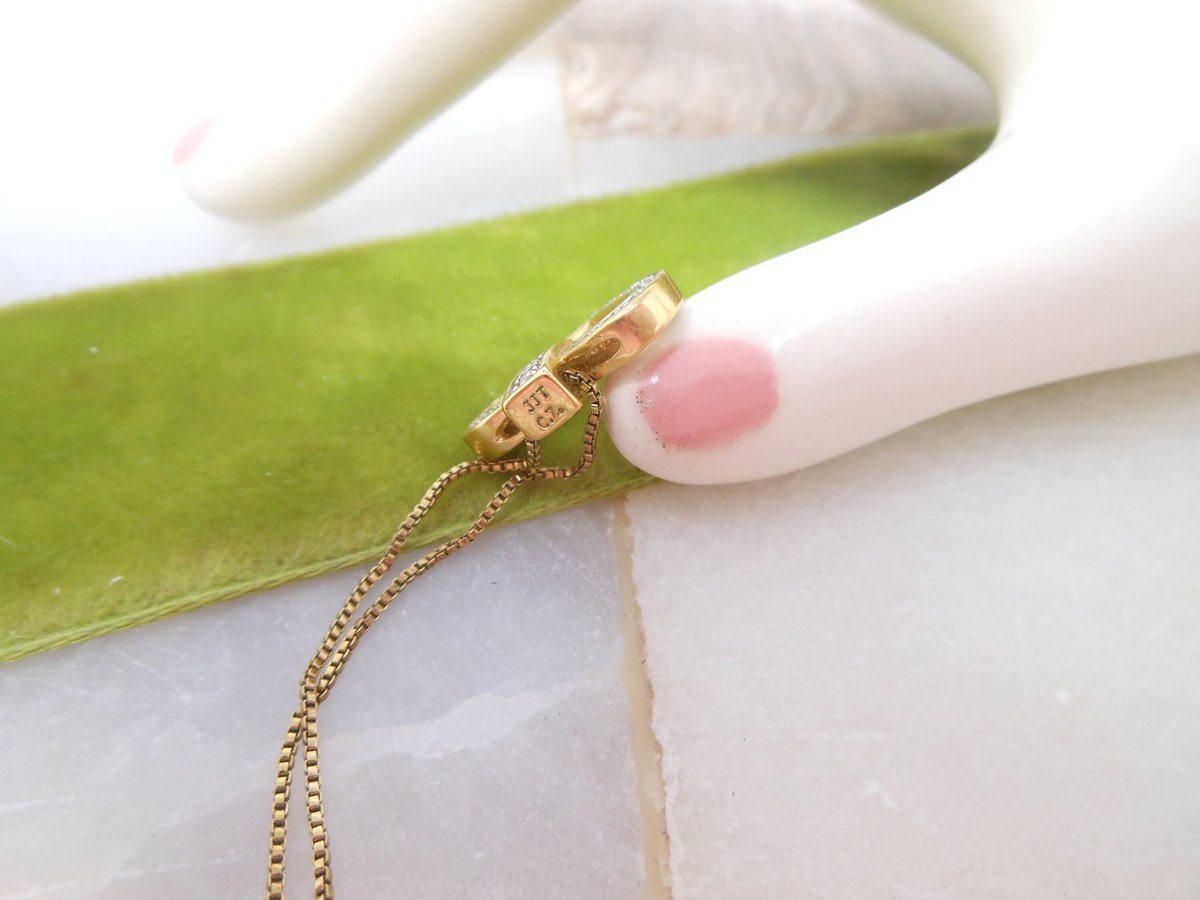 Vintage STERLING SILVER Heart Necklace Pendant Gold Vermiel CZ Crystal 925 Valentine Love Jewelry Gift, VivianJoel.com