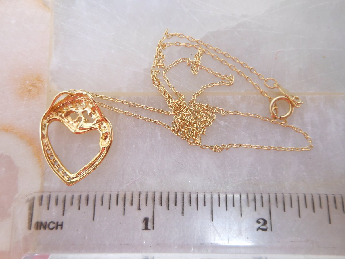 Vintage STERLING SILVER Mothers Gift Necklace Pendant Charm Crystal Gold Vermiel 925 Love Heart Jewelry, VivianJoel.com