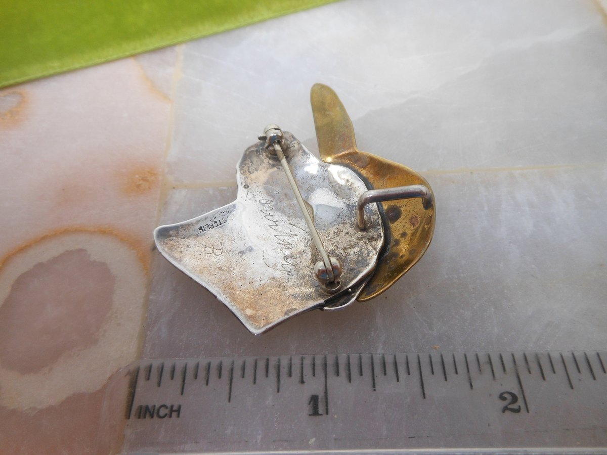 Vintage Sterling Silver COURTNEY PETERSON Brooch Baseball Dog Labrador ArtisanPin Pendant  Designer Jewelry Gift, VivianJoel.com