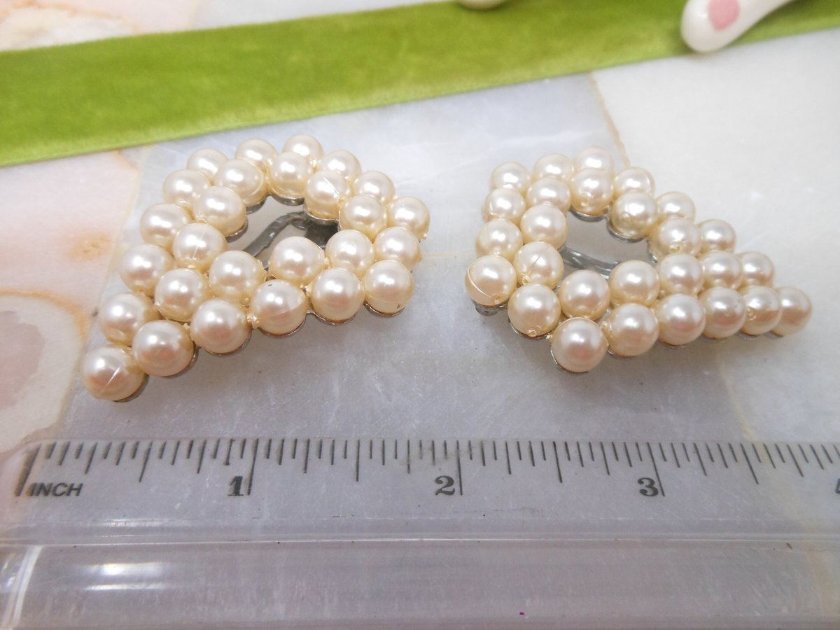 Vintage Pearl Dress Fur Clip Brooch Set Pair Glam Accent Pin Mid Century Jewelry Gift, VivianJoel.com