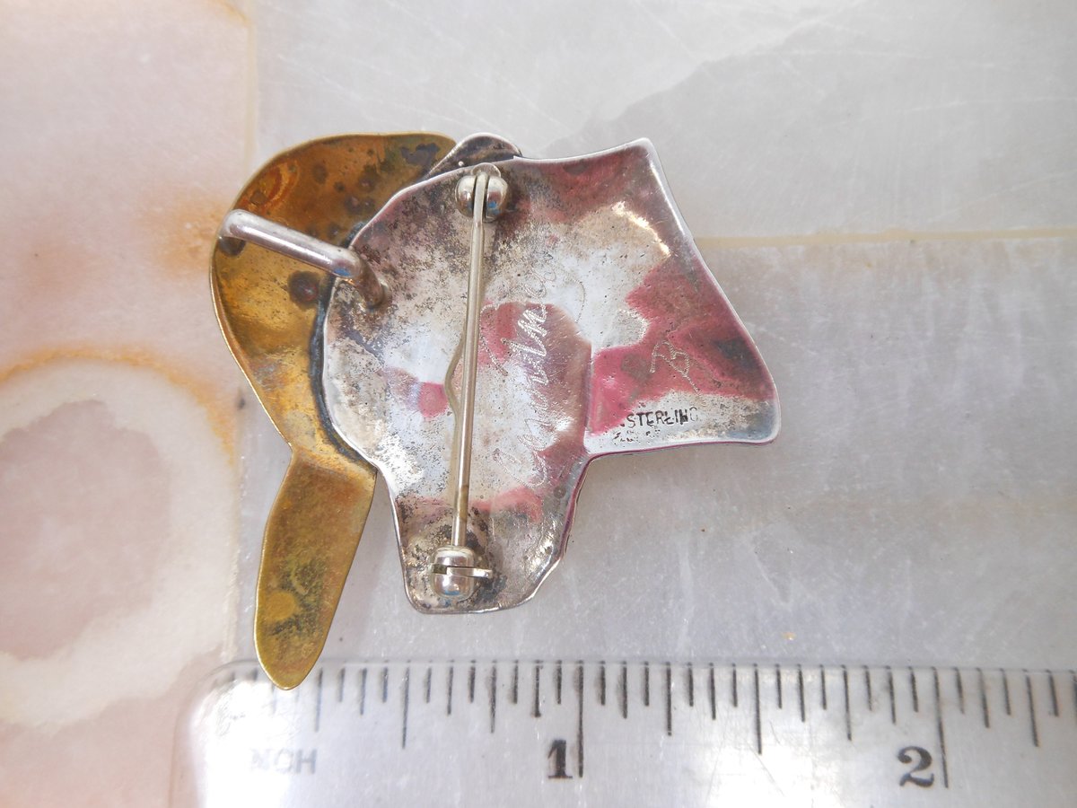 Vintage Sterling Silver COURTNEY PETERSON Brooch Baseball Dog Labrador ArtisanPin Pendant  Designer Jewelry Gift, VivianJoel.com