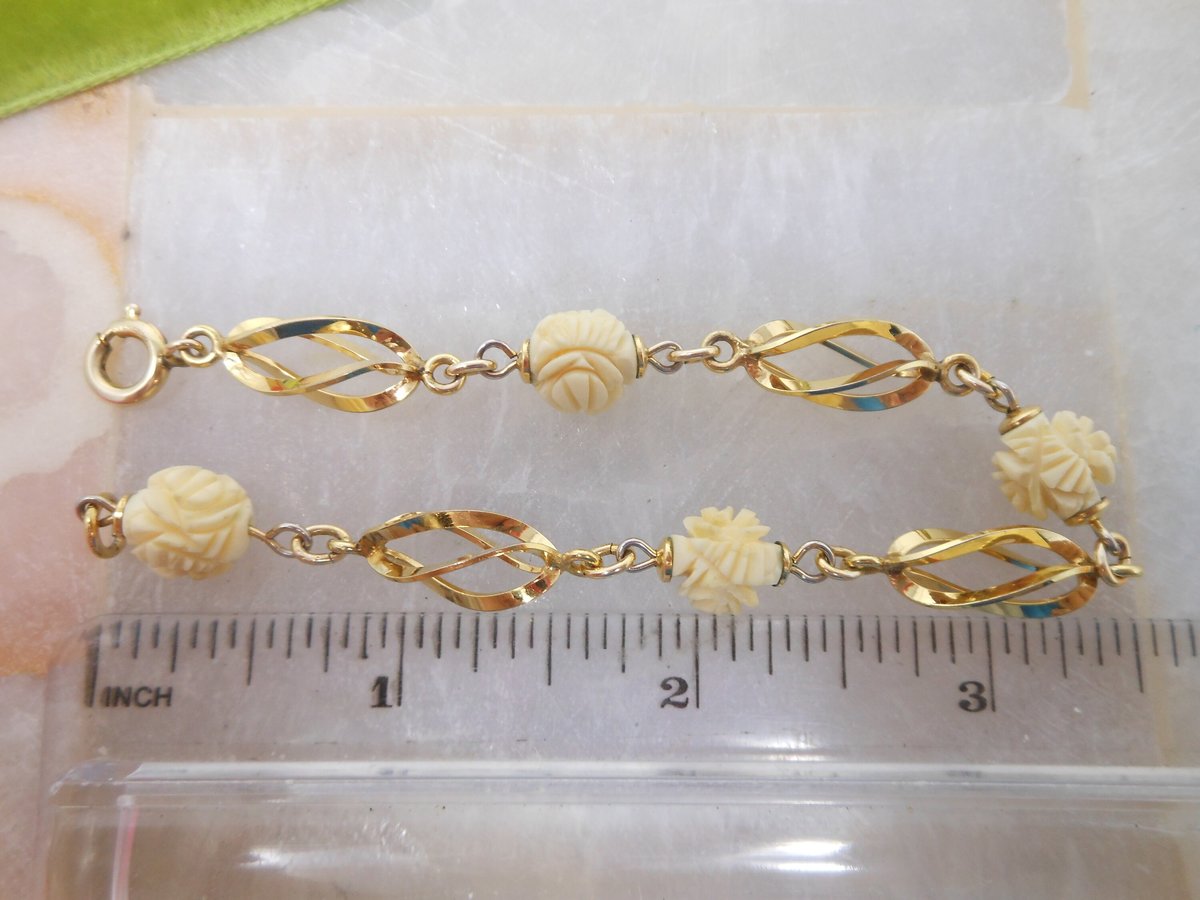 Vintage DANECRAFT 1/20 14KT GF Rose Bracelet Gold Fill Gold Filled Flower Mid Century Gift, VivianJoel.com