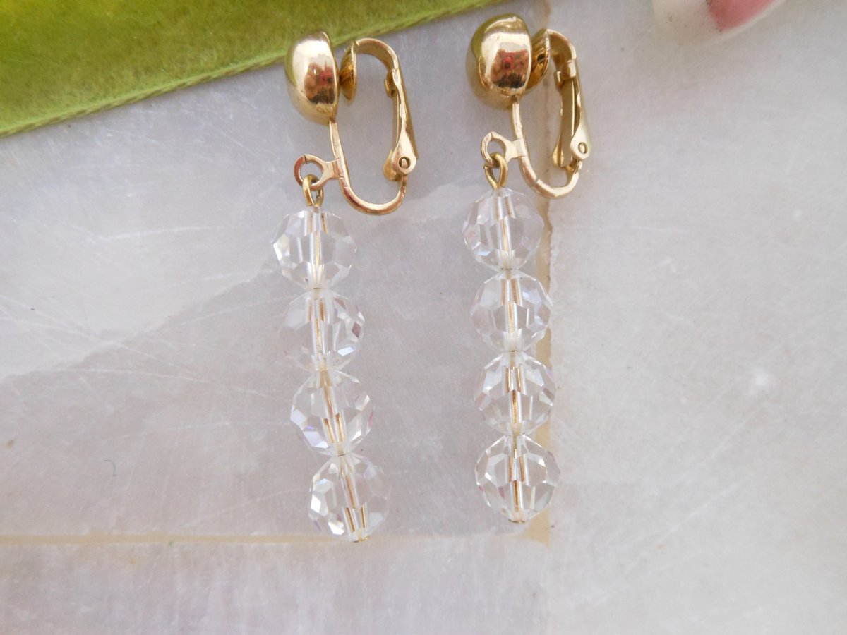 Vintage SWAROVSKI Crystal Earrings Dangle Drop Bead SAL Clip On Designer Jewelry Gift, VivianJoel.com