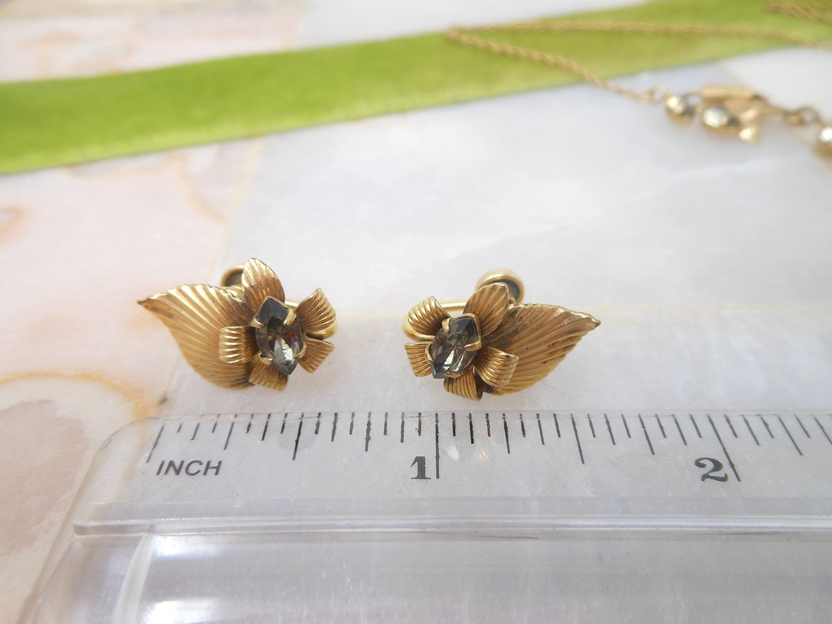 Vintage CURTIS CREATIONS Necklace Earrings Set Rhinestone Crystal Gold Fill GF Demi Parure Designer Mid Century Jewelry, VivianJoel.com