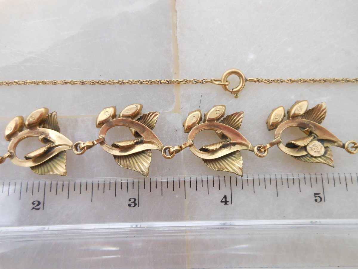 Vintage CURTIS CREATIONS Necklace Earrings Set Rhinestone Crystal Gold Fill GF Demi Parure Designer Mid Century Jewelry, VivianJoel.com