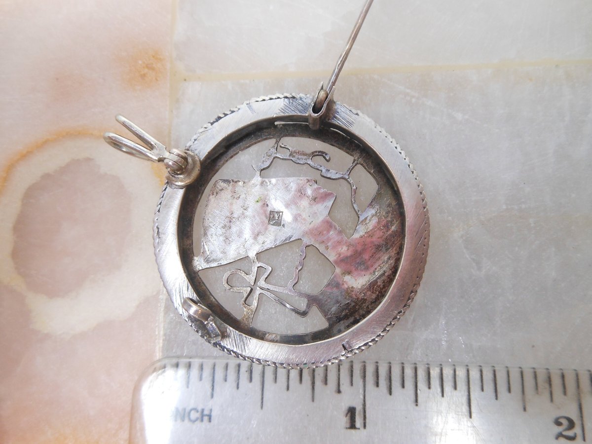 Vintage STERLING SILVER Nefertiti Brooch Pendant Egyptian Revival Pin Mid Century Ankh Jewelry Gift, VivianJoel.com