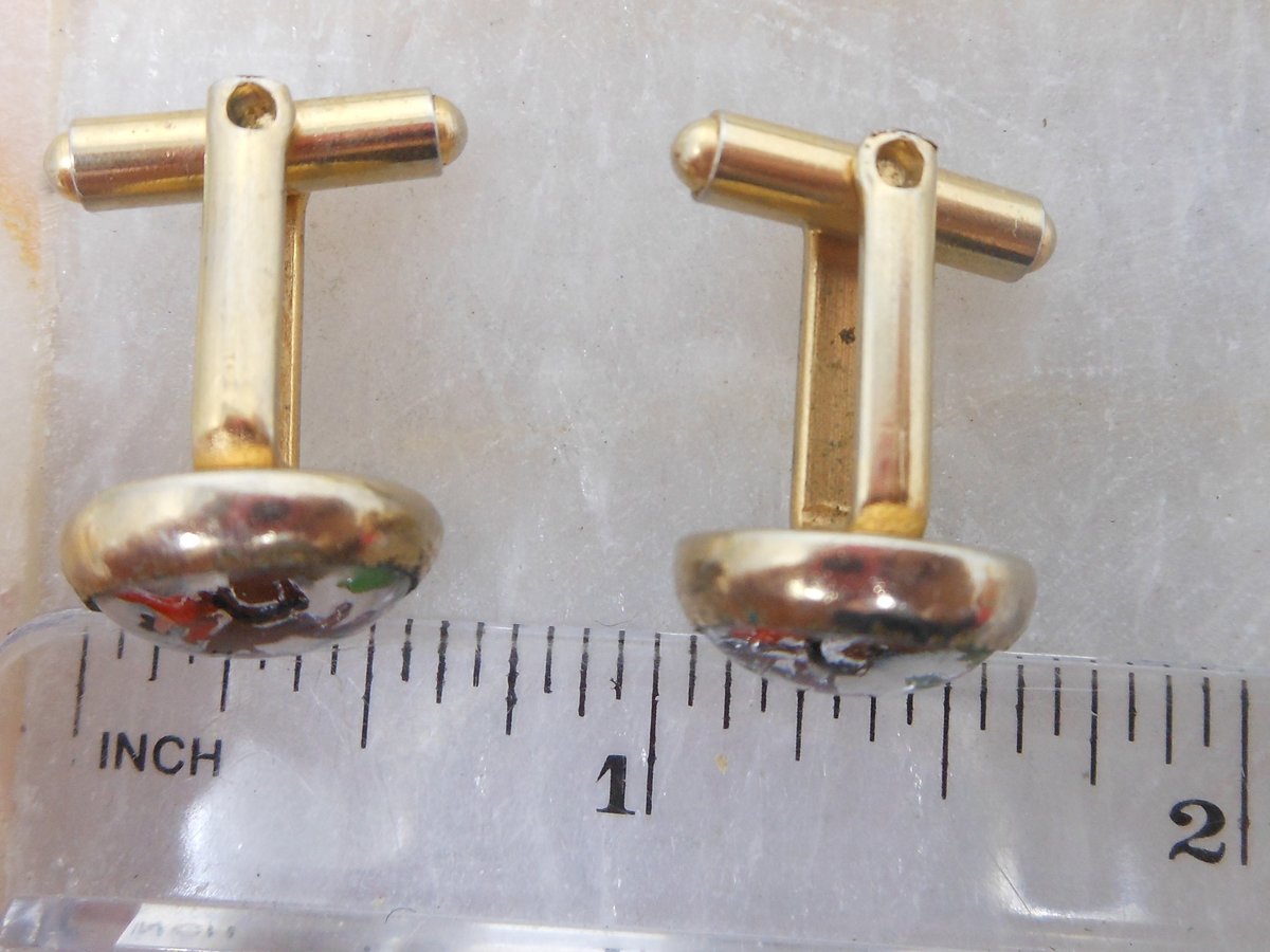 Vintage Cufflinks Bubble Glass Reverse Carved Cowboy Rodeo Cuff Link Groom Best Man Jewelry Gift Mid Century, VivianJoel.com