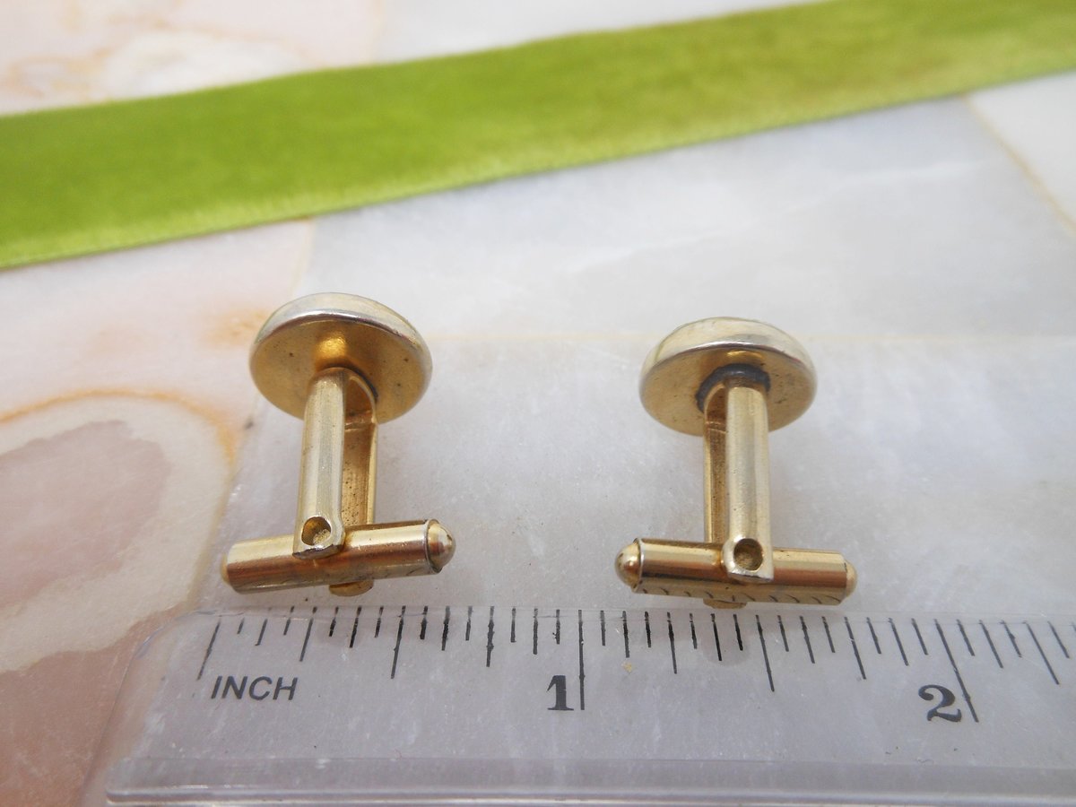 Vintage Cufflinks Bubble Glass Reverse Carved Cowboy Rodeo Cuff Link Groom Best Man Jewelry Gift Mid Century, VivianJoel.com