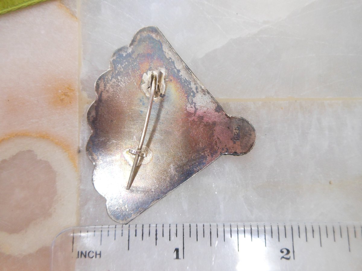 Vintage STERLING SILVER Fan Pin Brooch 925 Figural Mid Century Art Deco Mid Century Jewelry Gift, VivianJoel.com