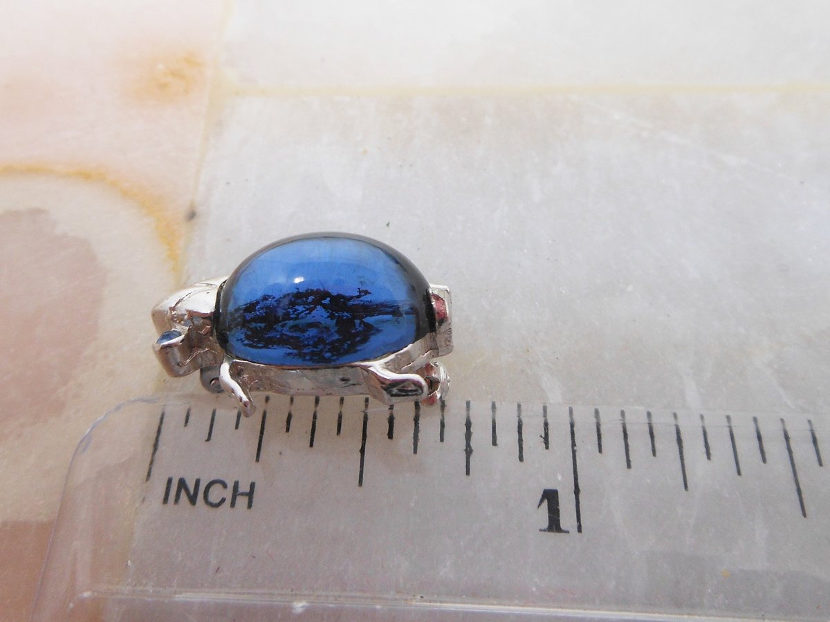 Vintage Jelly Belly Bug Petite Pin Brooch Blue Glass Rhinestone Insect Ladybug Jewelry Gift Mid Century, VivianJoel.com